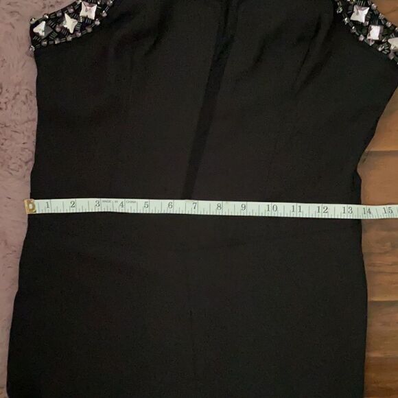 Bebe Jeweled Collar Black Romper Event Party Bling Resort Vacation Club - Picture 11 of 12
